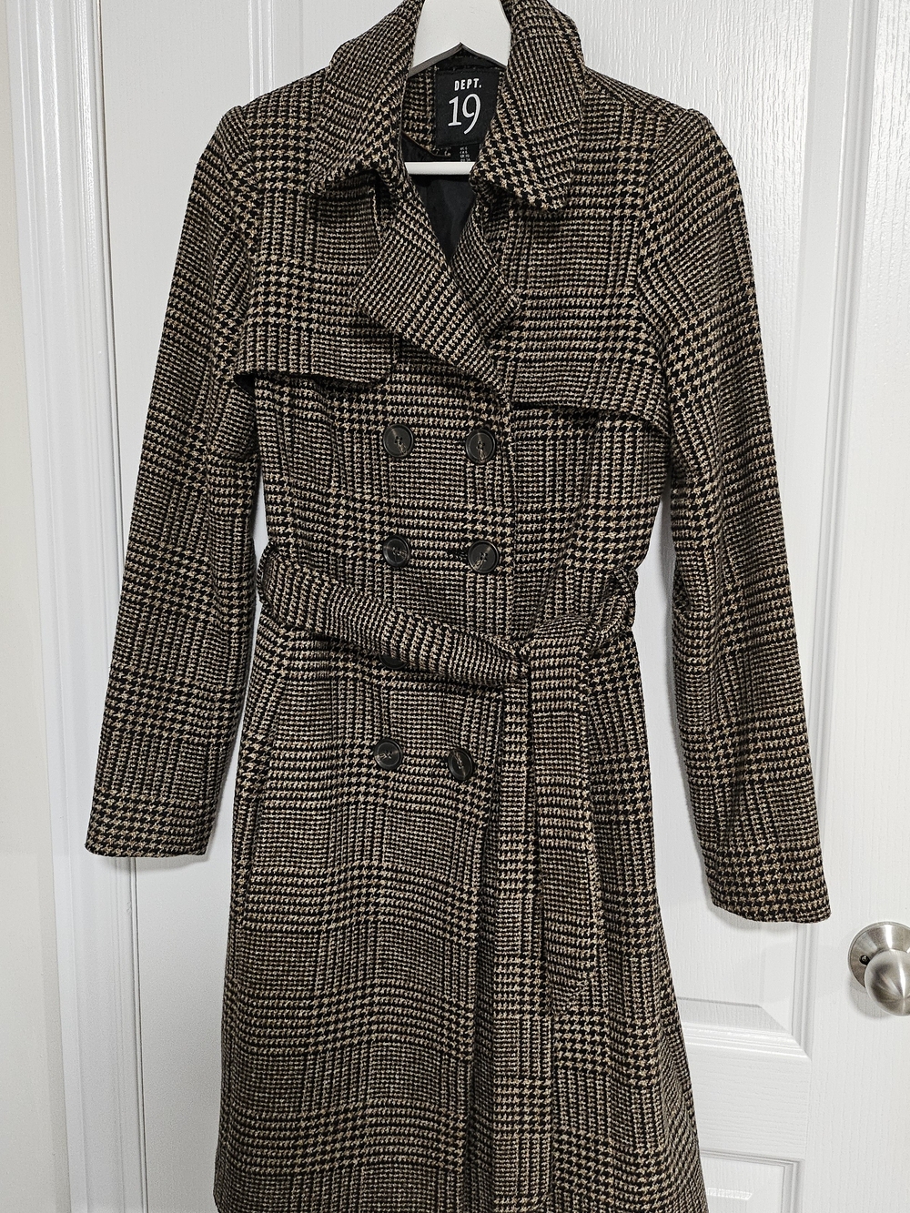 Vintage DEPT Brand Plaid Double-Breasted Trench Coat
